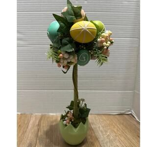 Pastel Easter Egg Potted Topiary Tree Arrangement Table Top/ Mantle Decor